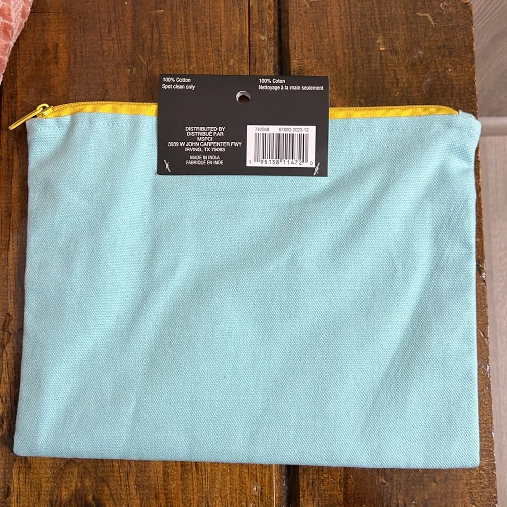 NWT Blue Cotton Pencil Pouch and‎ Iron On Patches- OS
